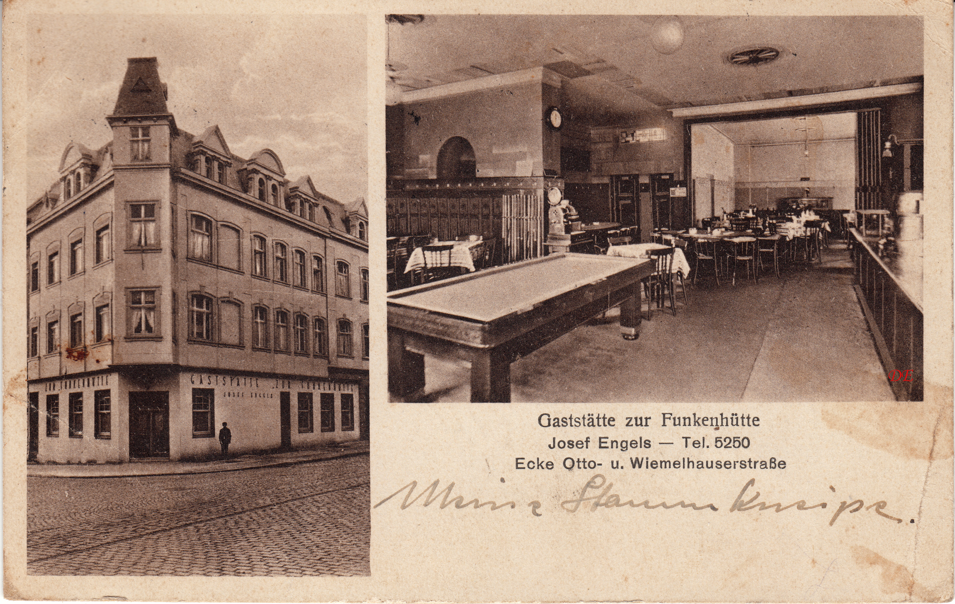 Gaststätte Funkenhütte an der Ottostrasse, ecke Wiemelhauser